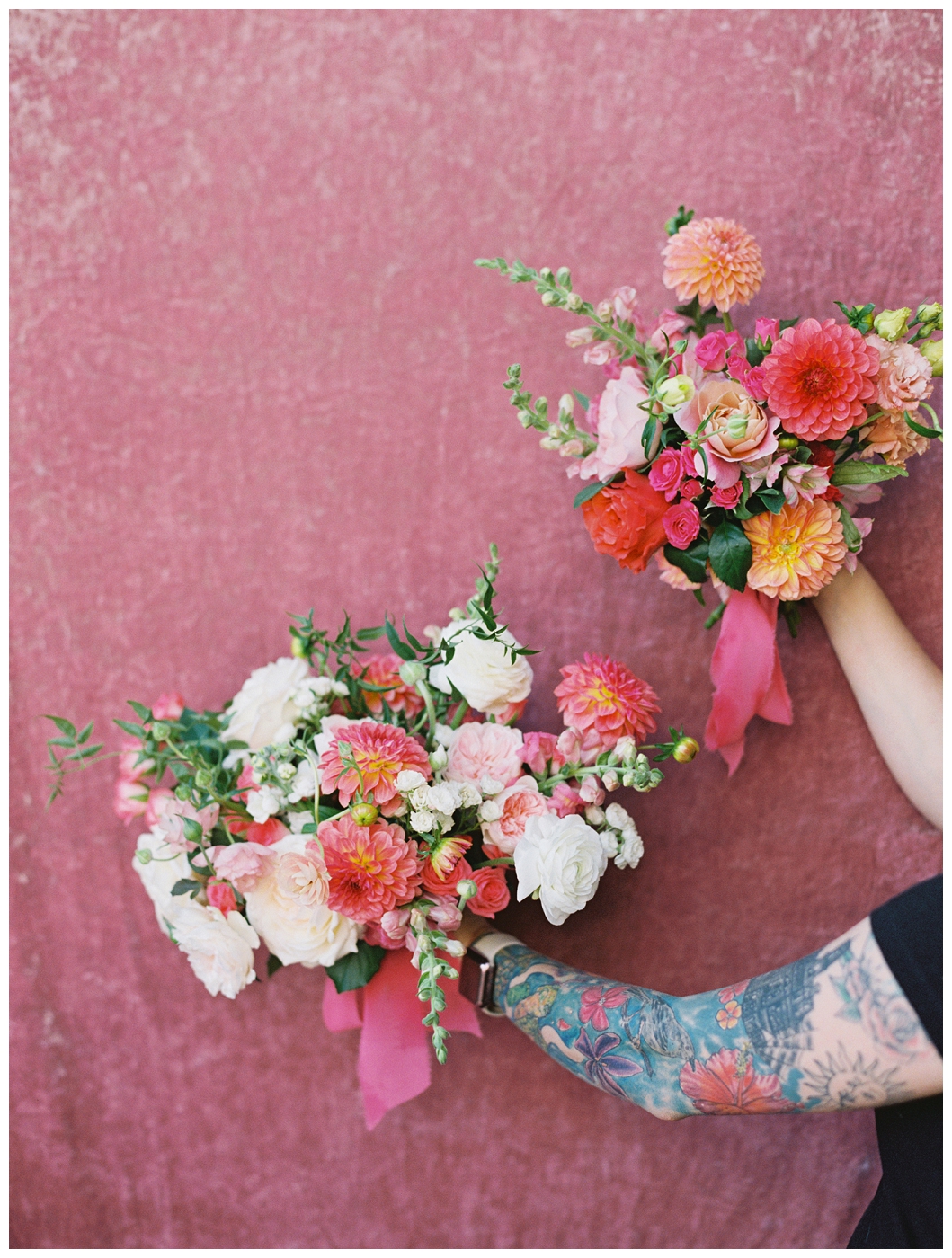 Hot Pink Pampas Grass Boho Bridal Boquet / Hot Pink Silk Flowers Fake  Flower Wedding Bouquet 